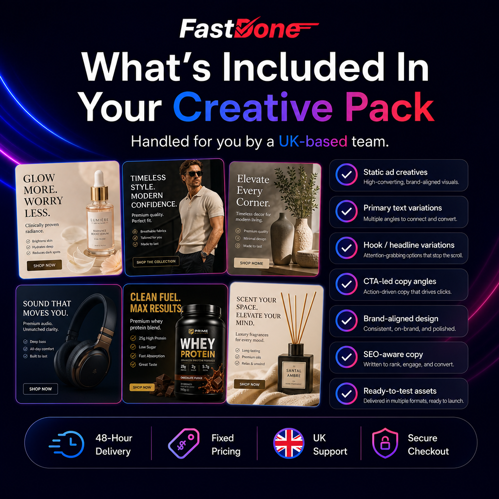📢 Ads Creatives & SEO Copy Pack — Delivered in 48 Hours