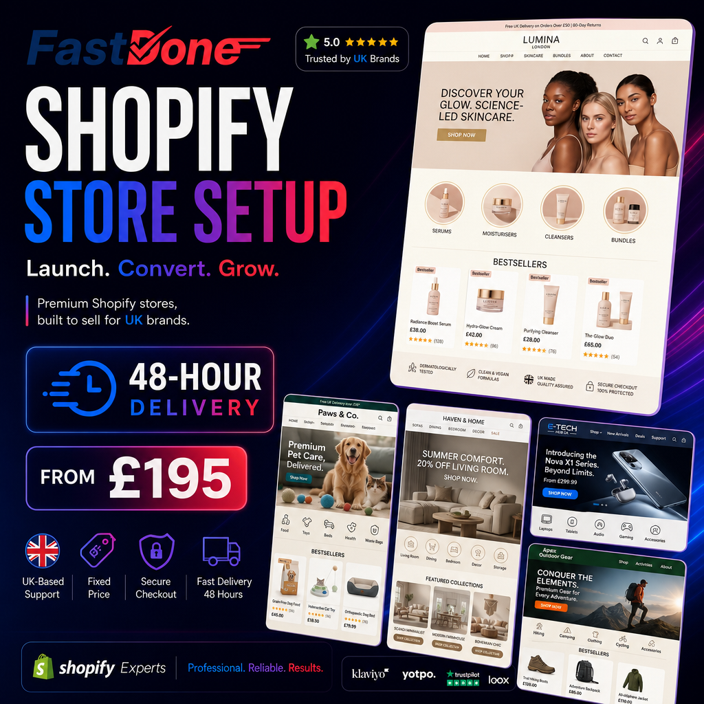 🛍️ Shopify Ecommerce Store Setup — Delivered in 48 Hours