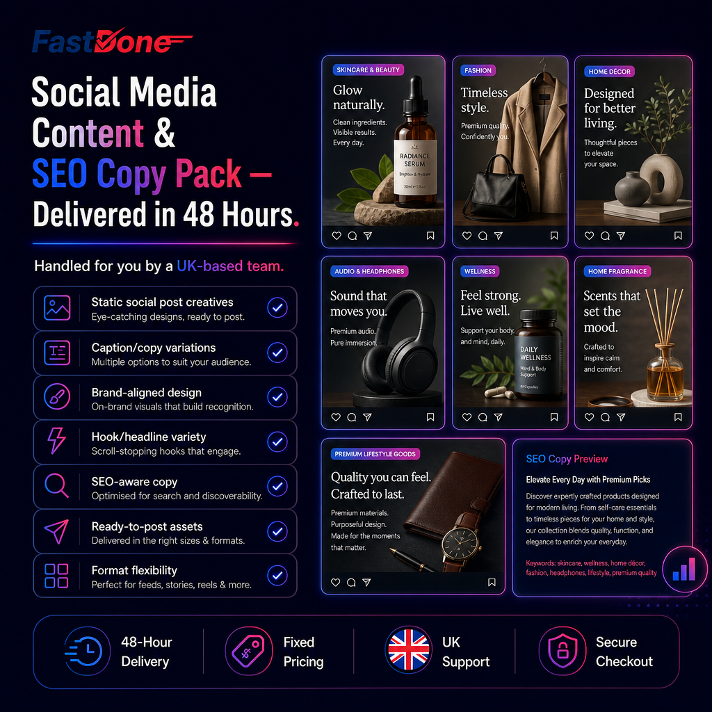 📣 Social Media Content & SEO Copy Pack — Delivered in 48 Hours