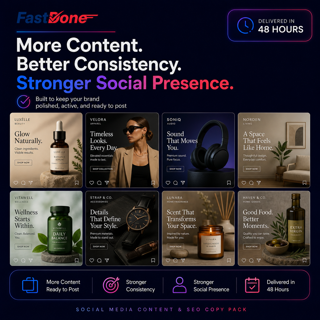 📣 Social Media Content & SEO Copy Pack — Delivered in 48 Hours